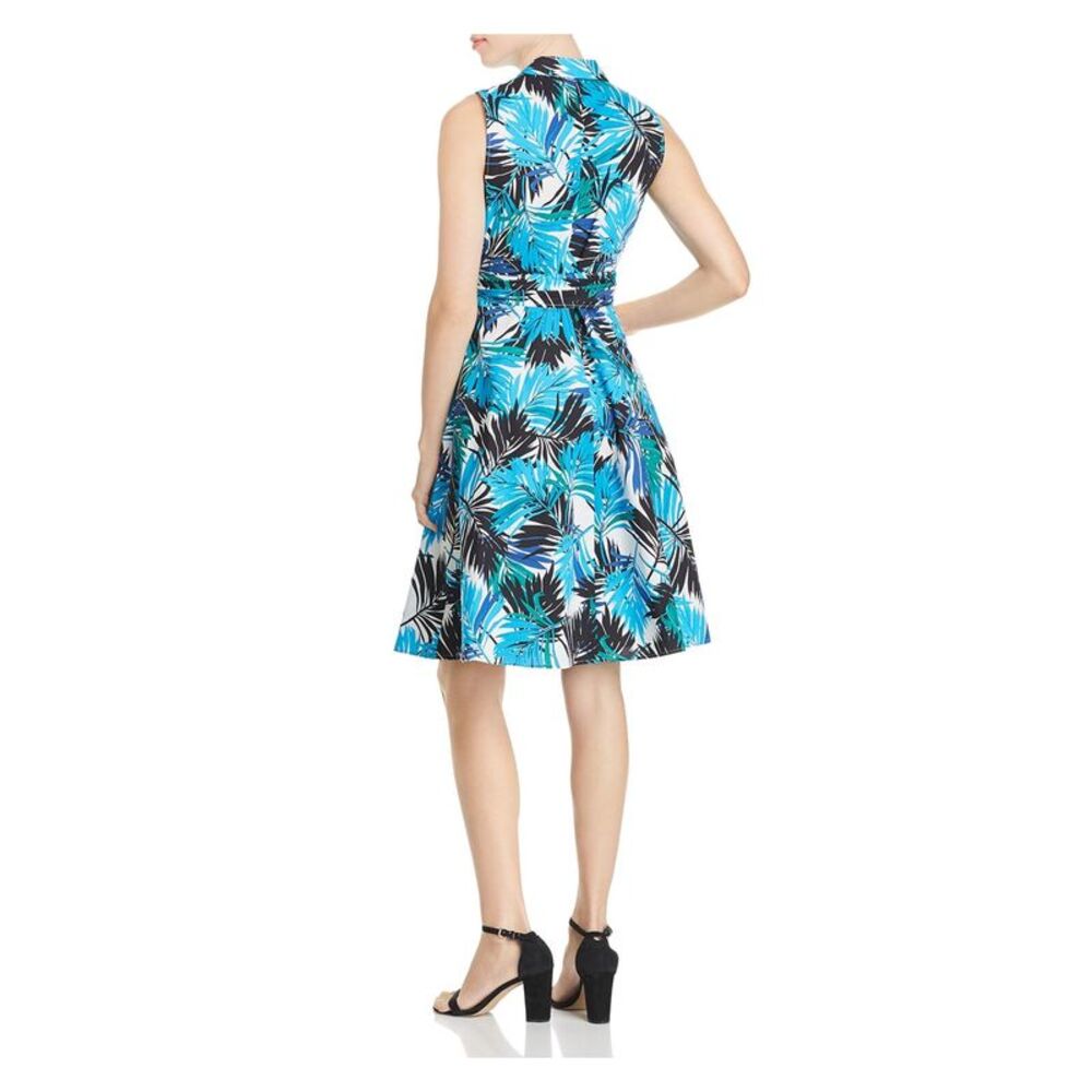 LE GALI Womens Green Printed Sleeveless Knee Length Faux Wrap Dress Size: M - Picture 2 of 2